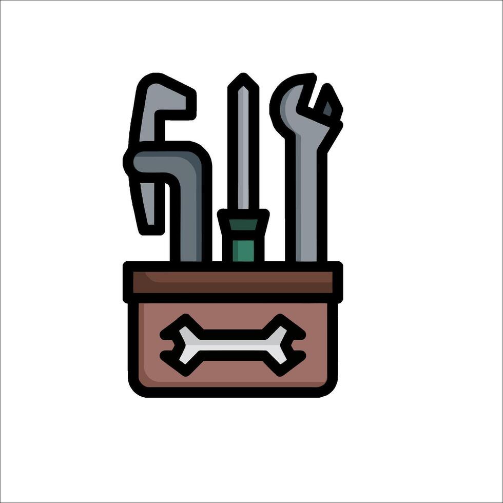 A toolbox with wrenches and a bone in it vector