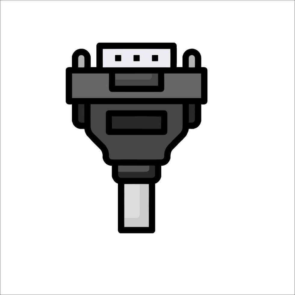 A black and white image of a computer connector vector