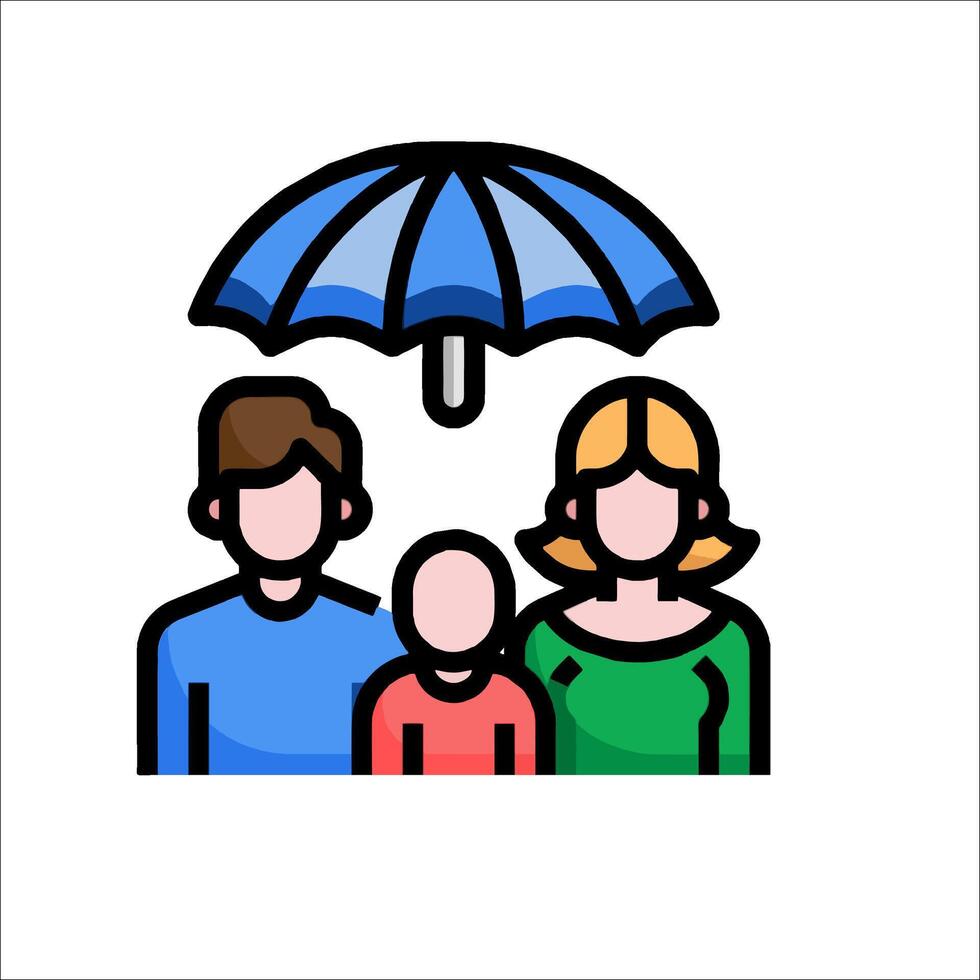 Family under umbrella icon price 1 vector