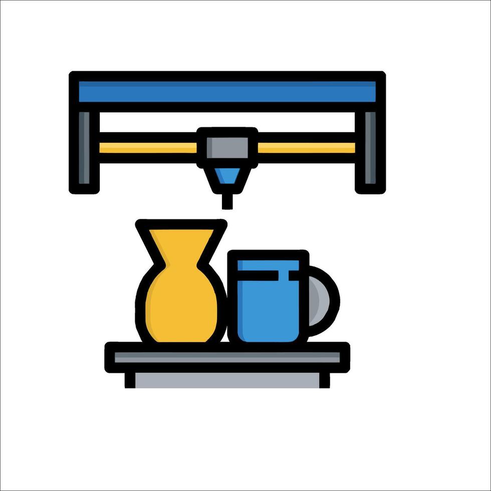 A coffee maker and a mug on a table vector
