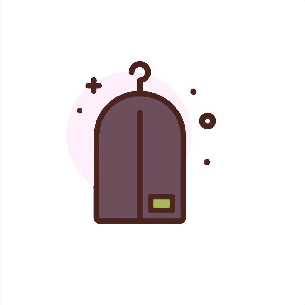 A black and white illustration of a coat hanging on a hanger vector