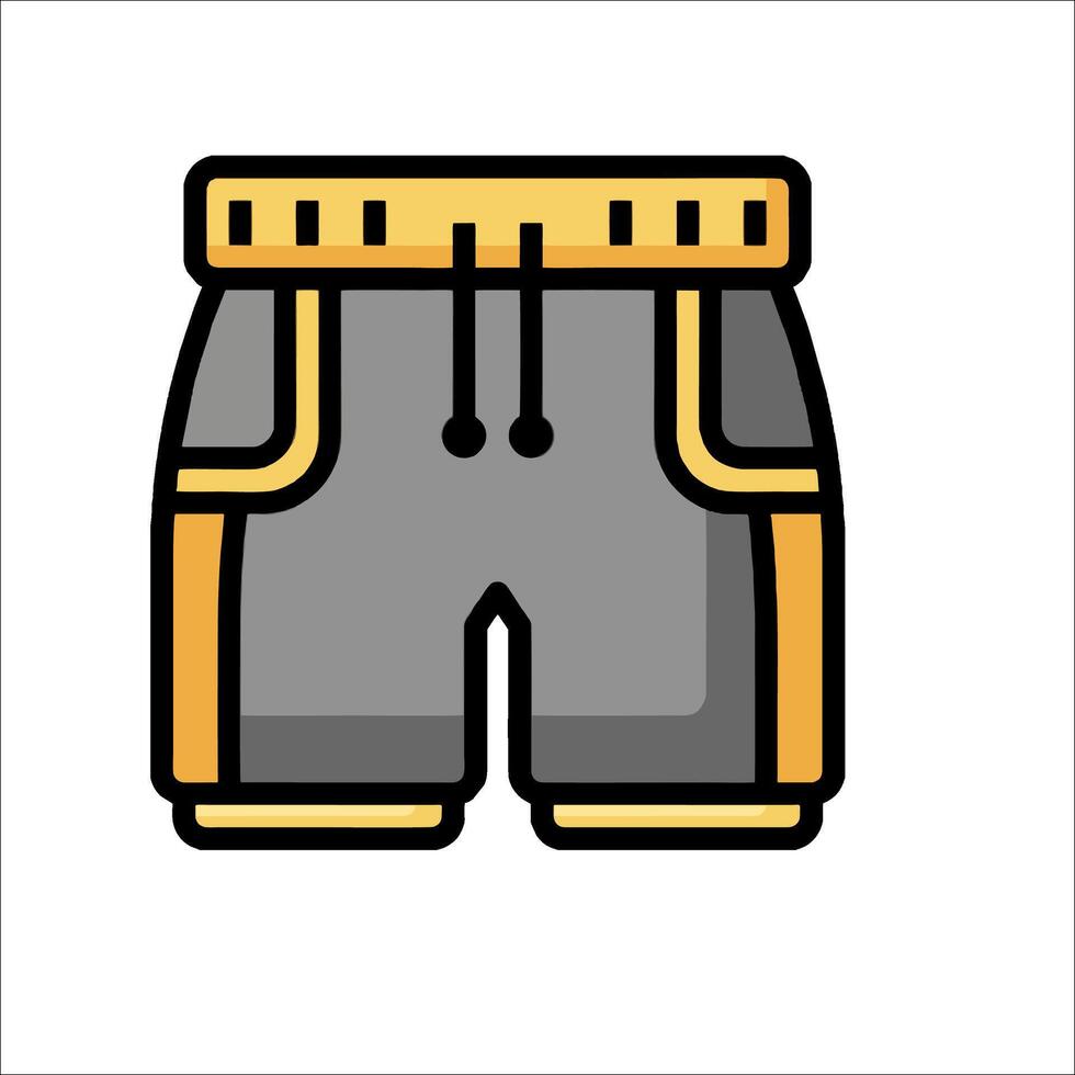 A pair of shorts with a yellow stripe vector