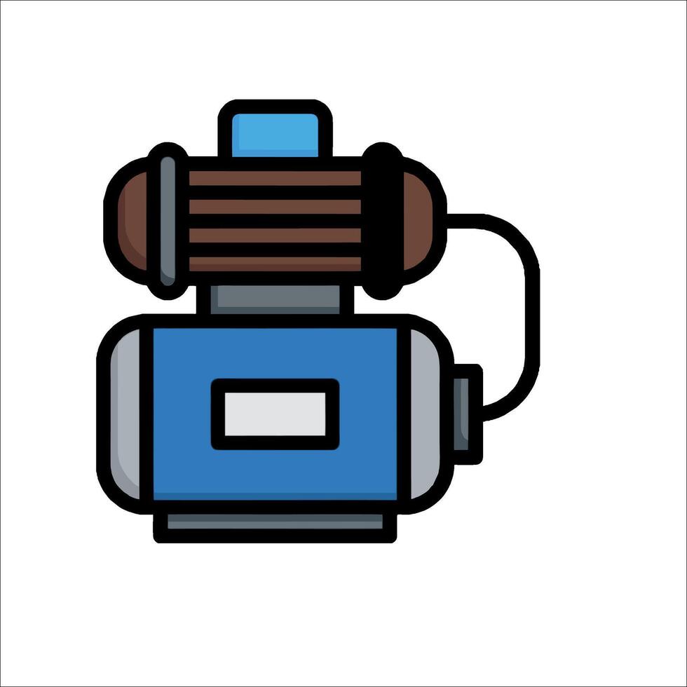 A blue and brown electric motor with a wire attached vector