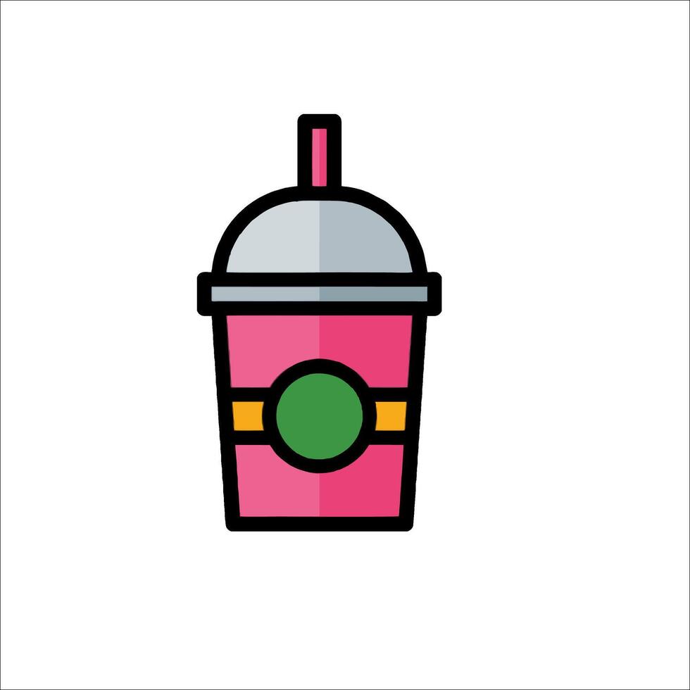 A pink drink cup with a straw and a straw vector