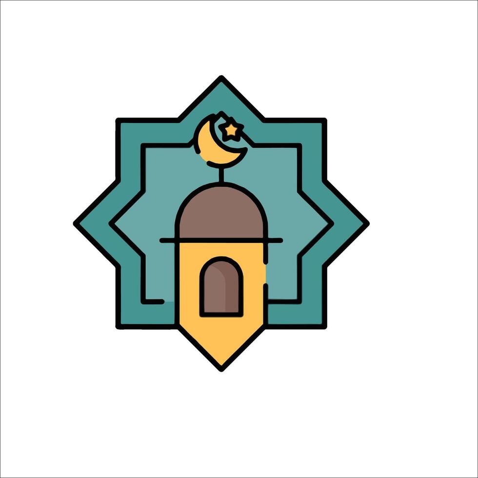 The mosque icon with a crescent and a star vector