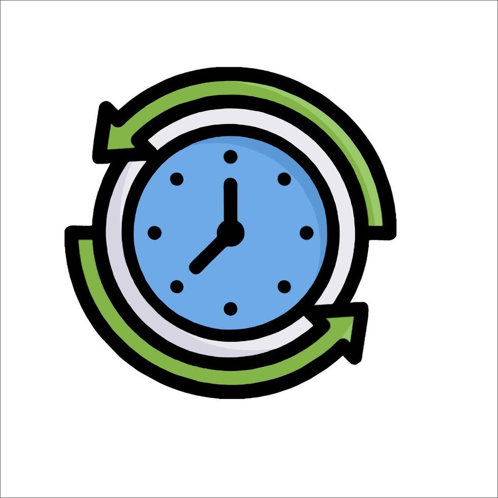 A clock with arrows pointing to it vector