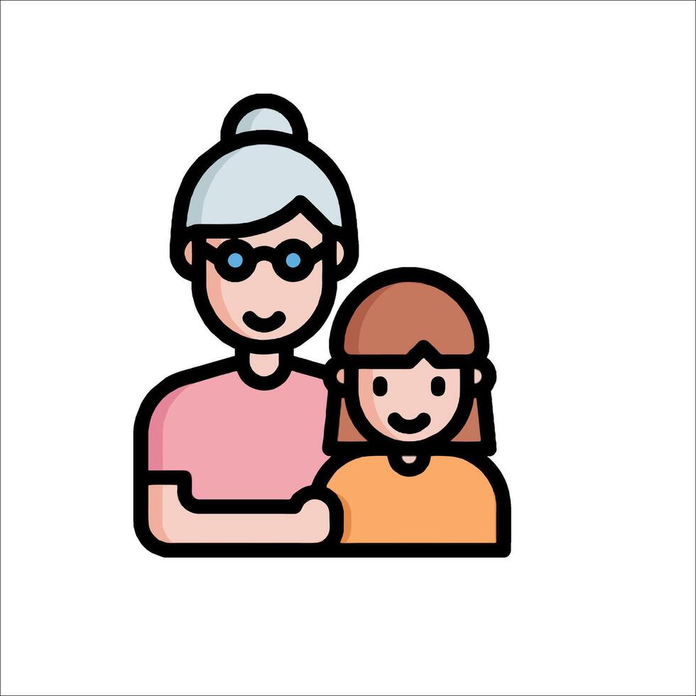 Grandmother and granddaughter icon illustration vector