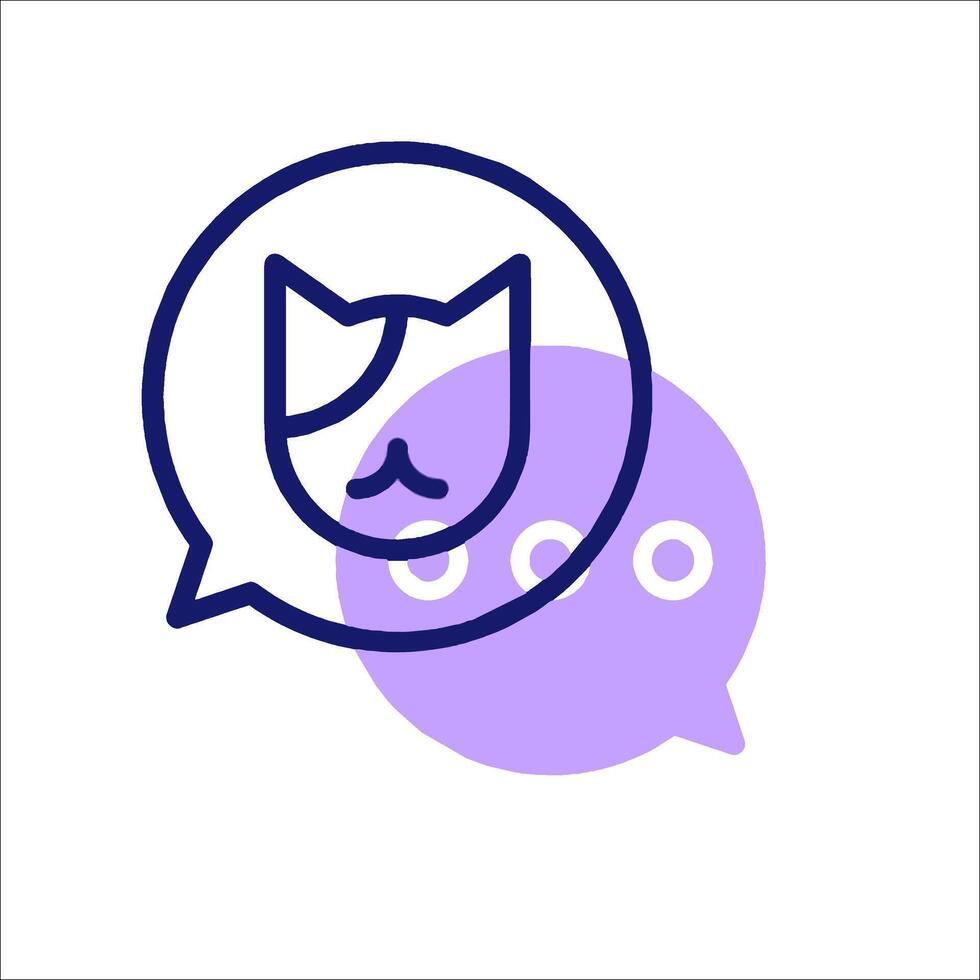 A cat is in a speech bubble with a cat face vector