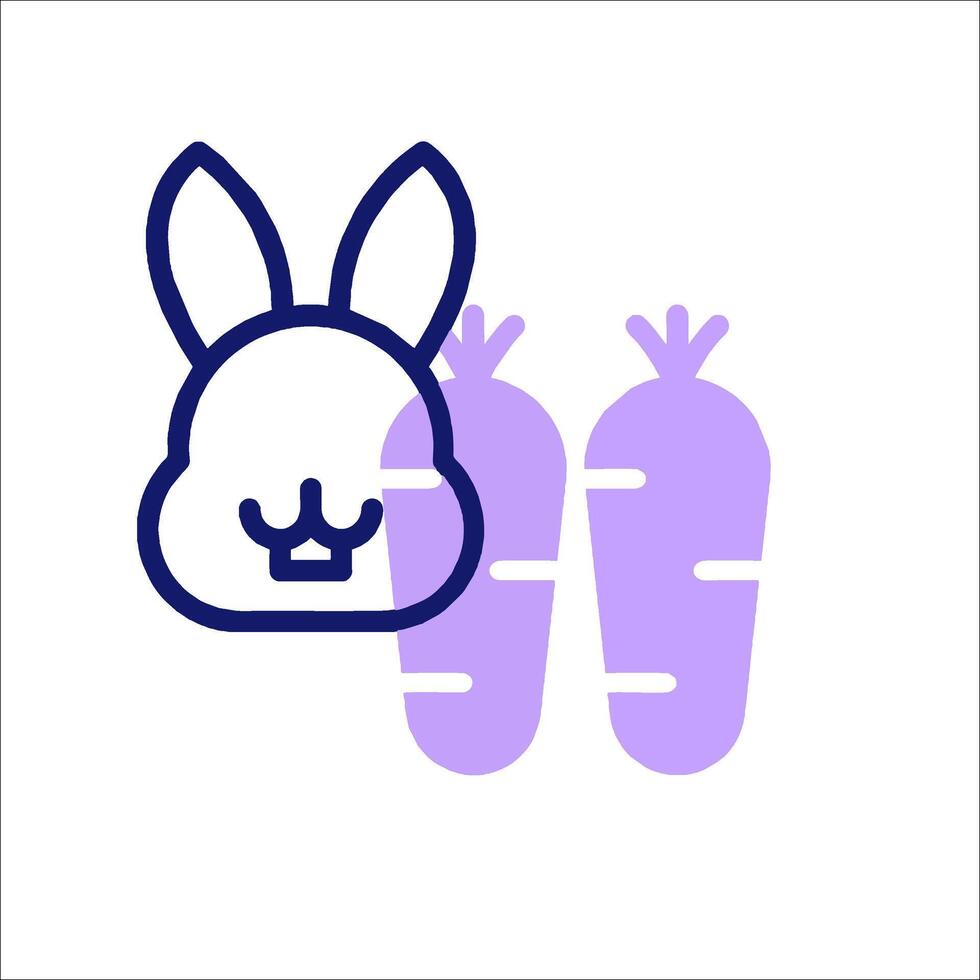 A purple bunny and carrots on a white background vector