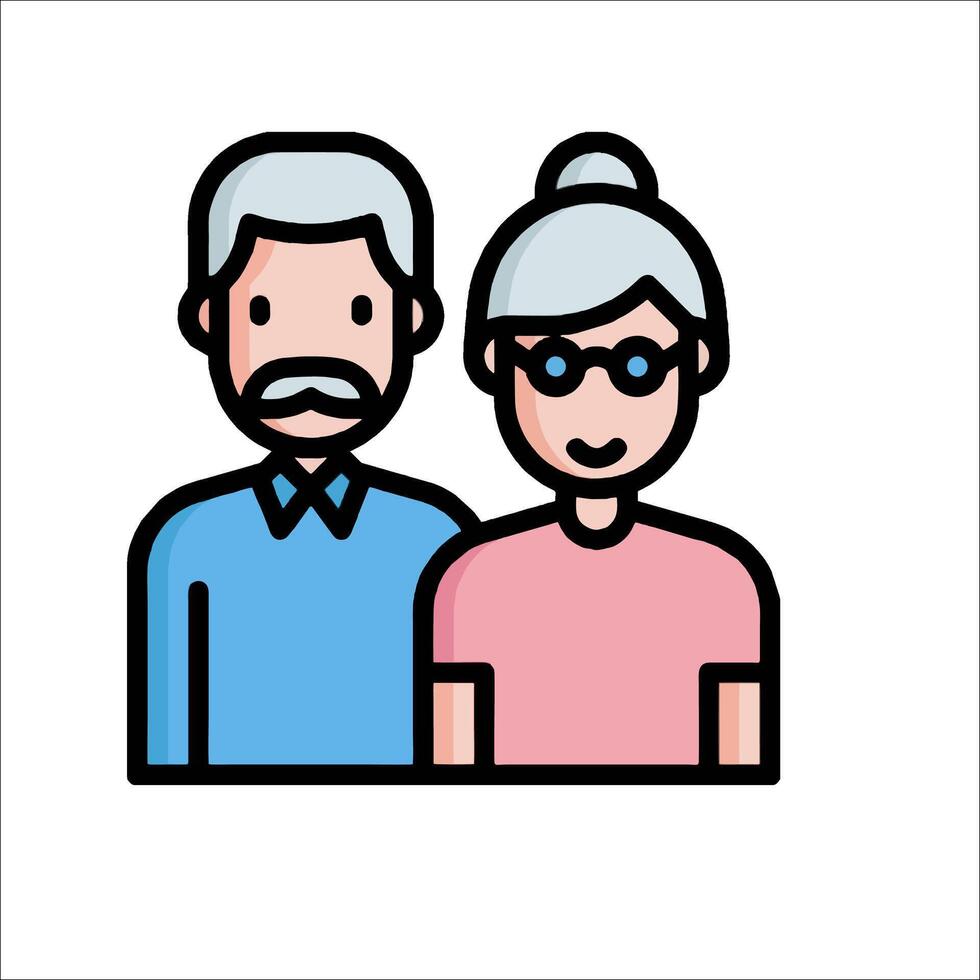 An elderly couple with glasses and a mustache vector
