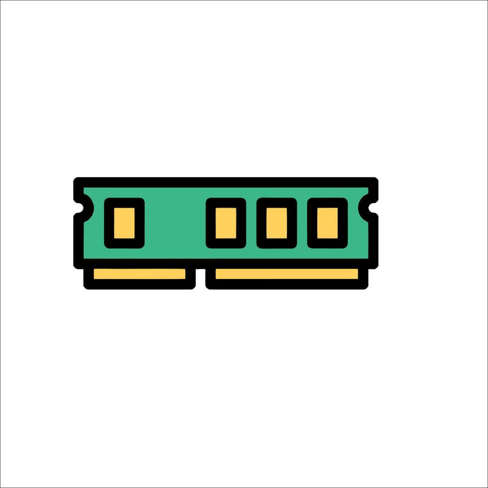 A line icon of a memory module vector