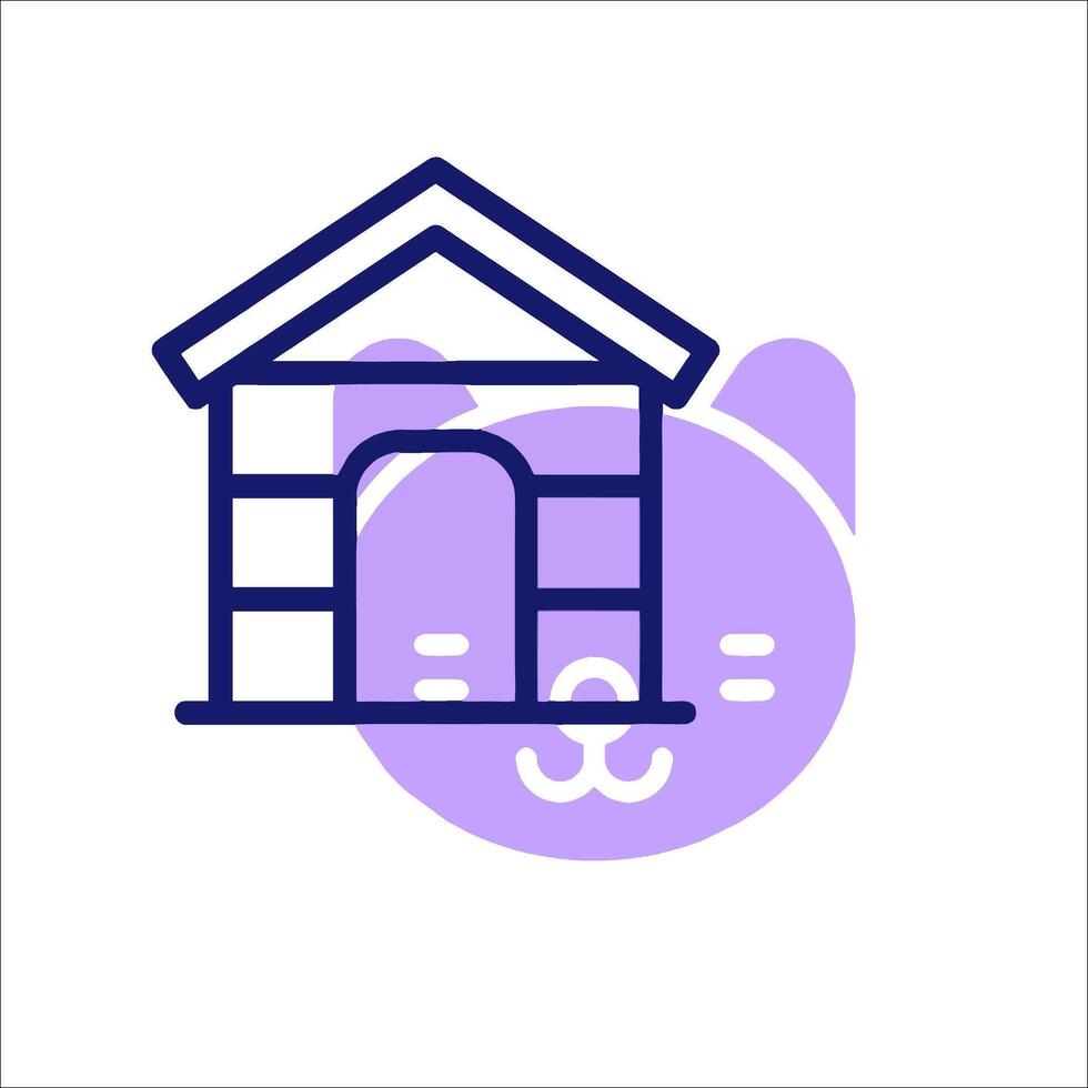 A cat house icon with a cat inside vector