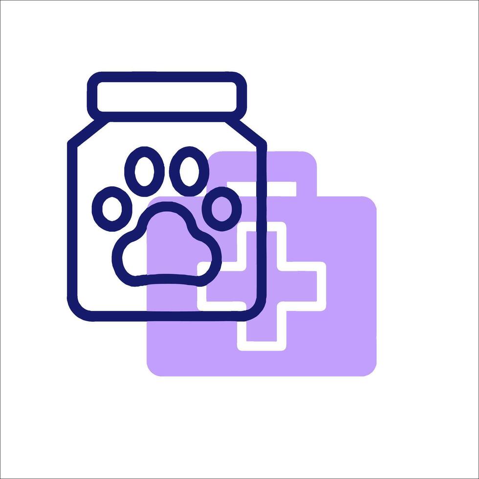 A dog's paw and a first aid kit icon vector