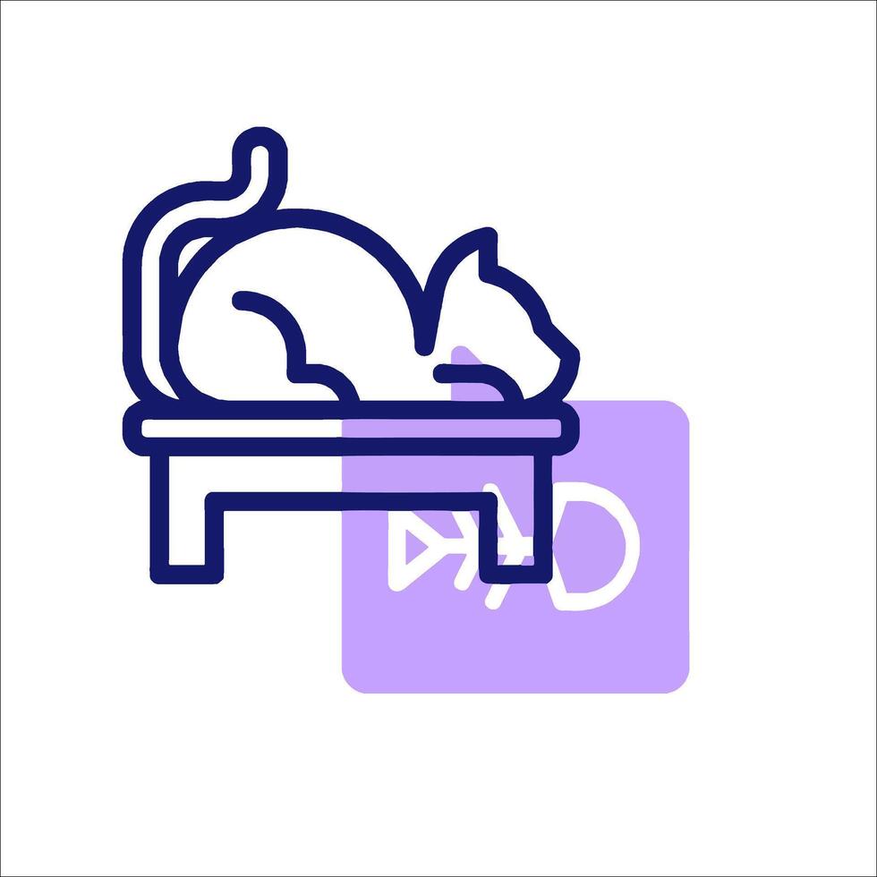 A cat sleeping on a bed with a icon vector