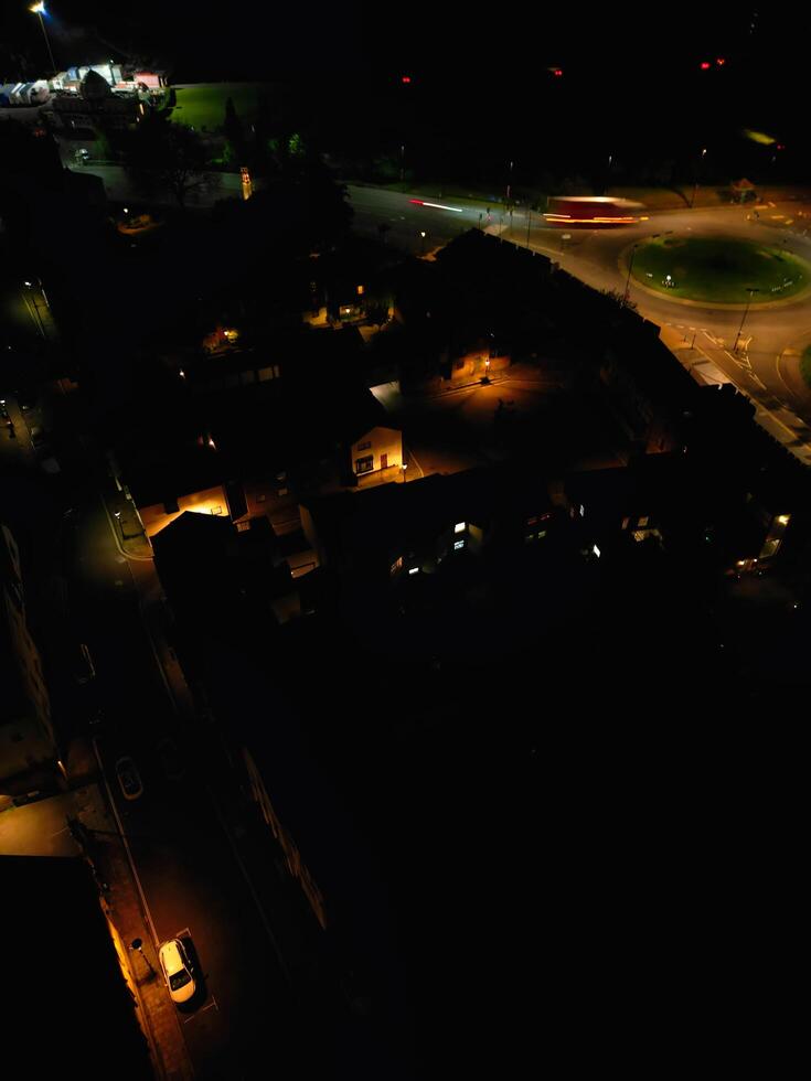 Aerial View of Illuminated Southampton Docks and Port City Centre During Dark Night. England United Kingdom. High Angle Drone's Camera Footage Captured from High Altitude on May 16th, 2024 photo