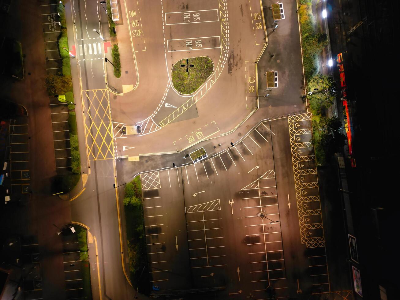 High Angle View of Illuminated Historical Central Coventry City Centre Downtown of England United Kingdom. Aerial footage Was Captured on After Midnight with Drone's Camera on October 23rd, 2024 photo