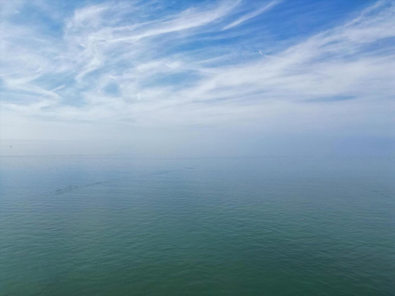 Most Beautiful Aerial View of British Beach and Ocean at Brighton and Hove City of England United Kingdom. High angle Most Wanted British Tourist Attraction Was Captured on May 9th, 2024 photo