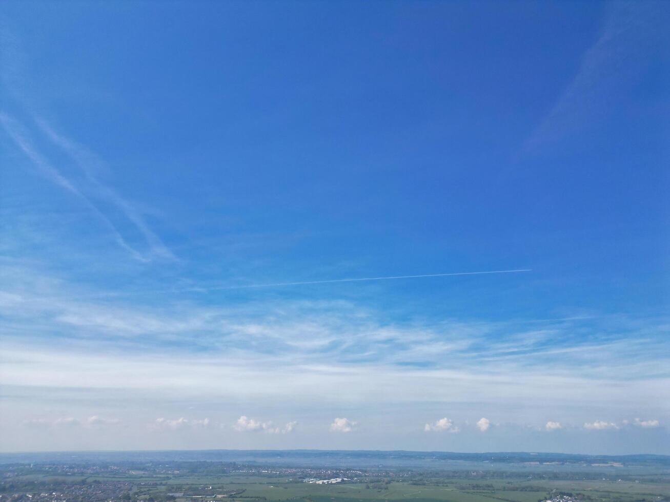High Angle View of Most Beautiful British Tourist Attraction Sea Front and Ocean of Eastbourne Ocean City of England UK. Aerial Footage Was Captured with Drone's Camera on May 11th, 2024 photo