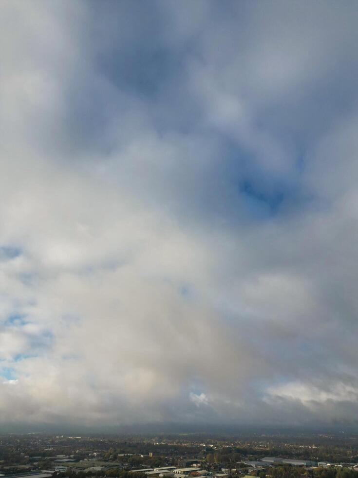 Manchester City During Autumn Season and Cloudy Day over England Great Britain. High Angle Drone's Camera Footage was Captured on October 29th, 2024 photo