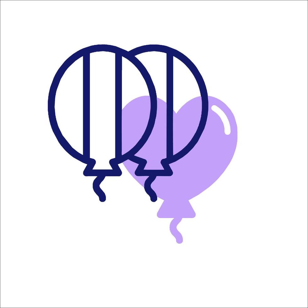 Two purple balloons with hearts on them vector