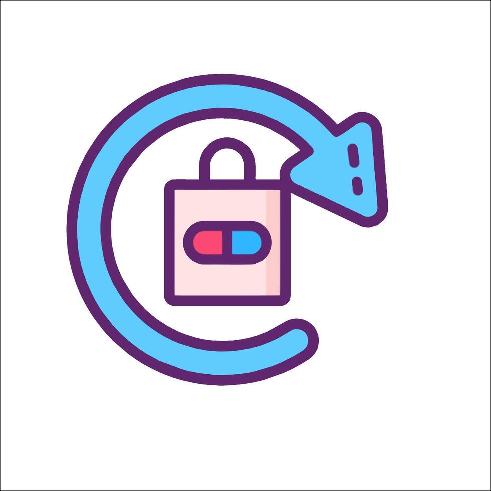 A blue and purple icon with a pill in it vector