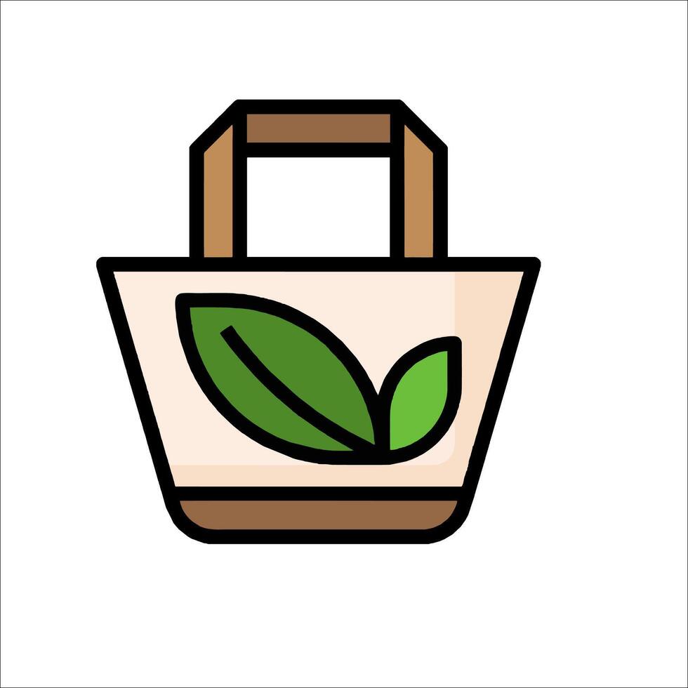 A bag with a leaf in it on a white background vector