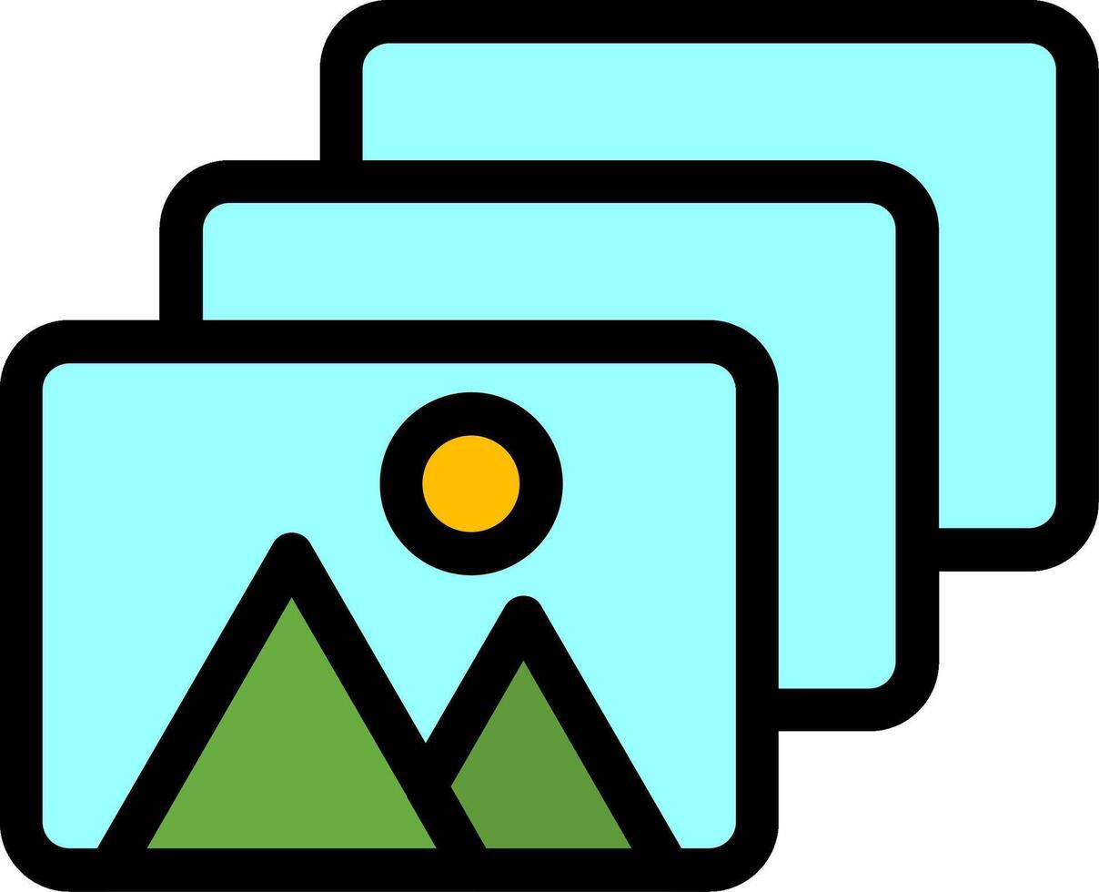 Photos Line Filled Icon vector