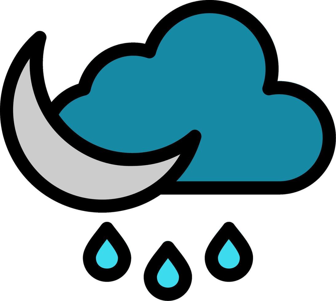 Rainy Night Line Icon vector