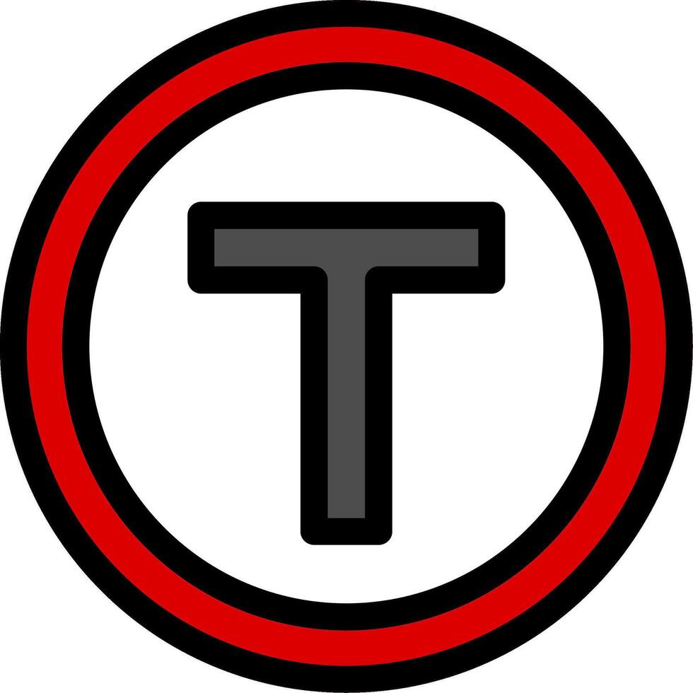 T Junction Line Icon vector