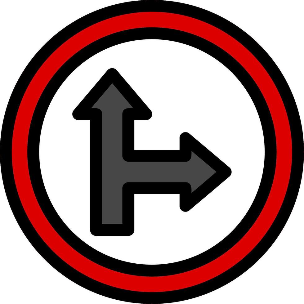 Go Straight Or Right Line Icon vector