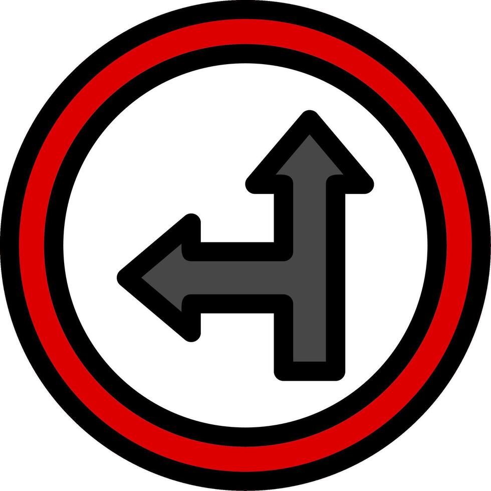 Go Straight Or Left Line Icon vector