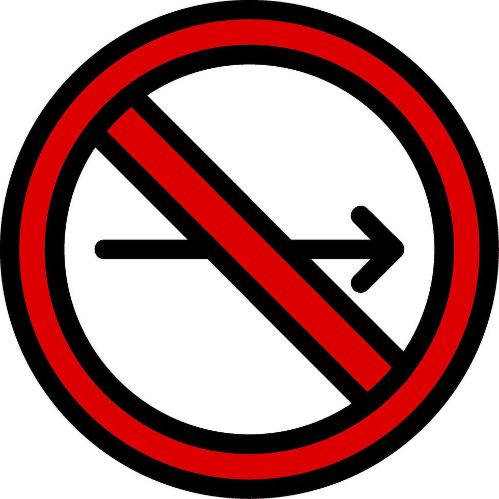 No Turn Right Line Icon vector