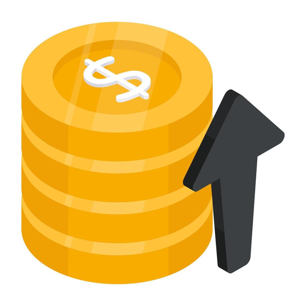Trendy design icon of dollar value increase vector
