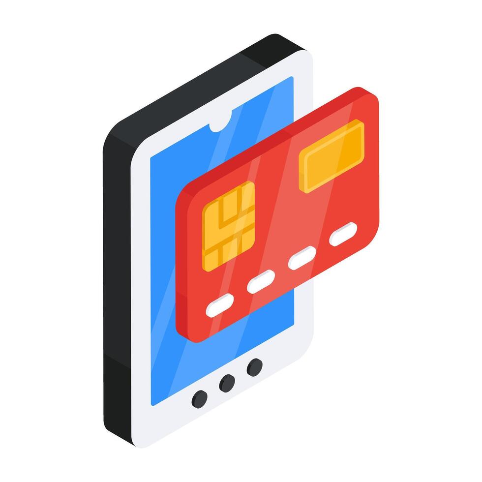 Card with smartphone, icon of mobile card payment vector