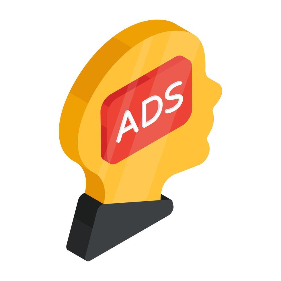Editable design icon of ad mind vector