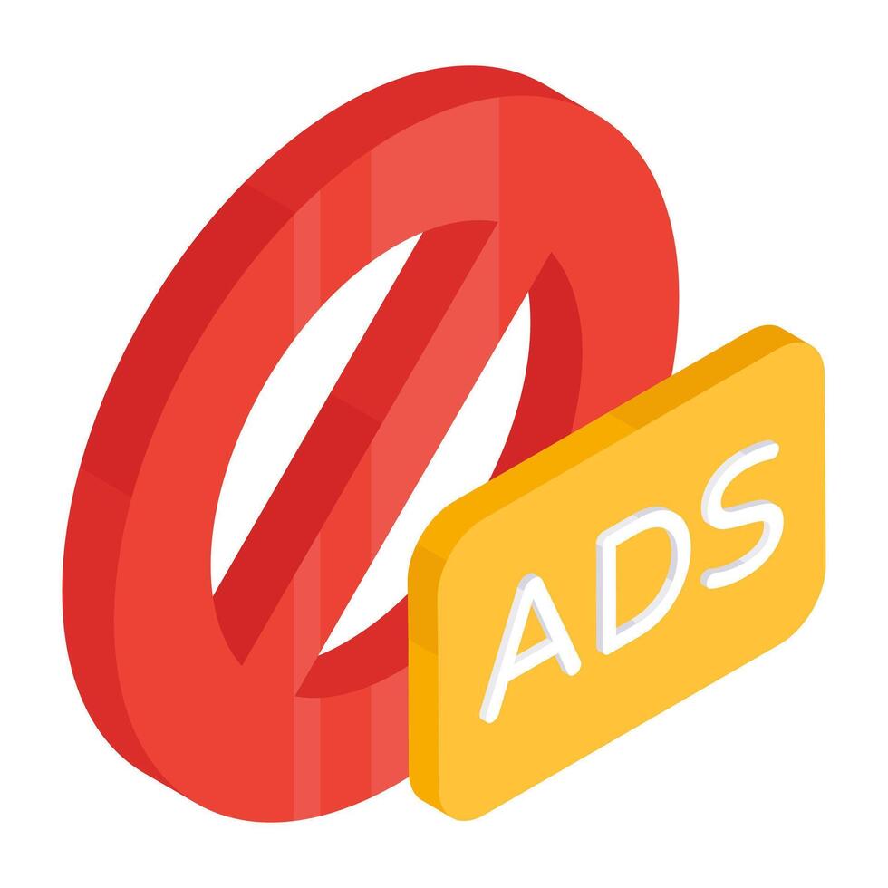 Conceptual flat design icon of stop ad vector