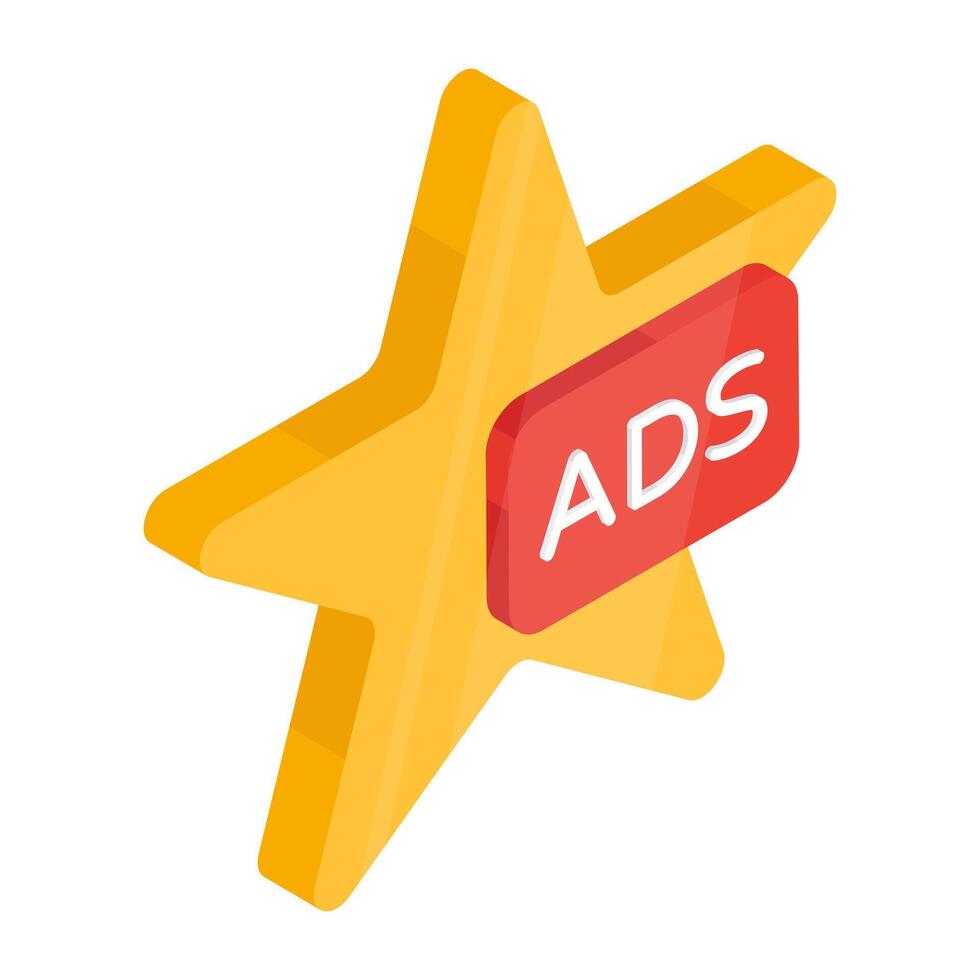 A flat isometric design icon of favorite ad vector