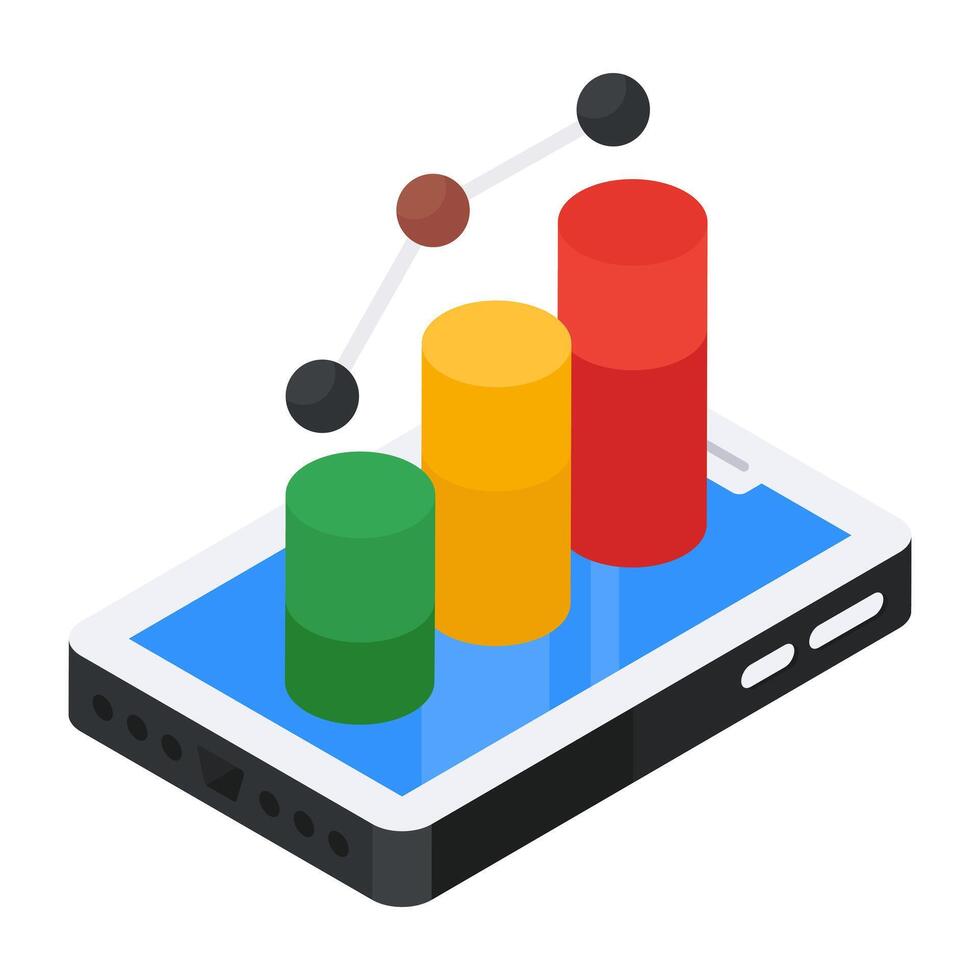 A premium download icon of mobile data analytics vector
