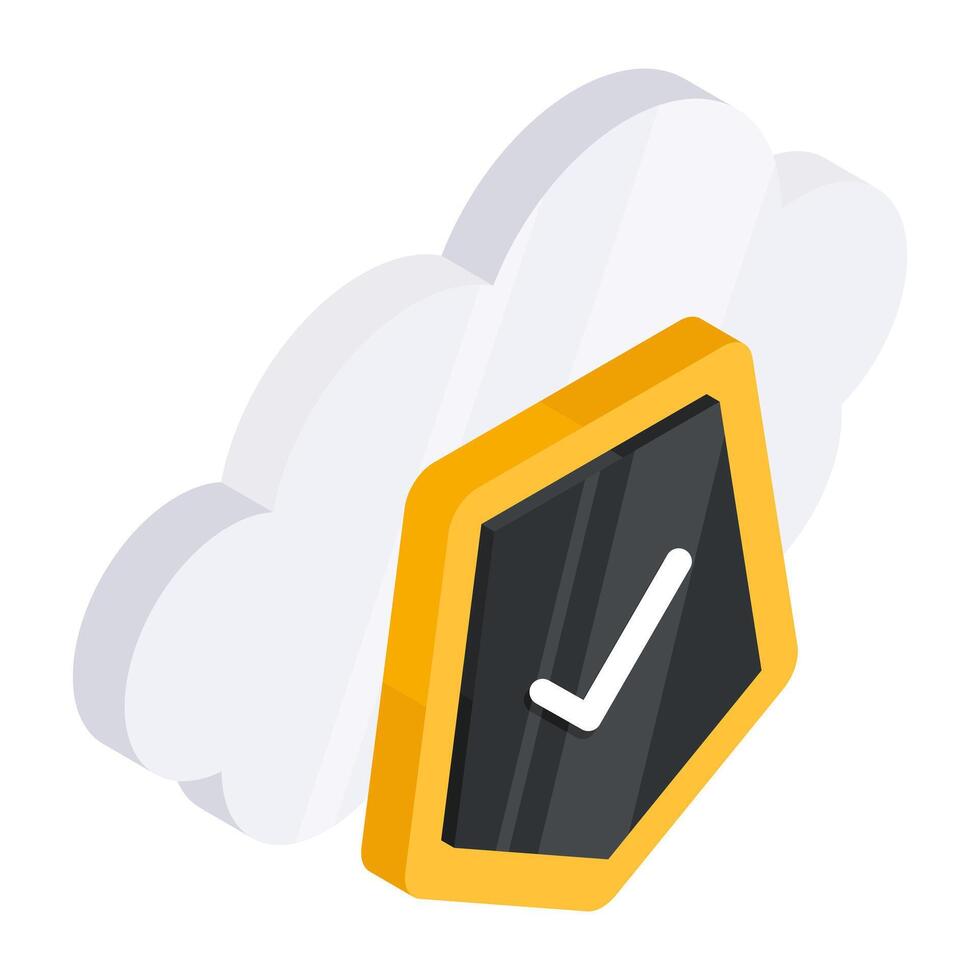 An icon design of secure cloud vector
