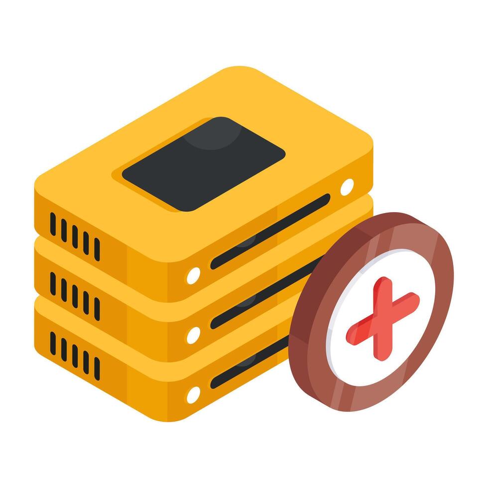 An isometric design icon of add to server vector