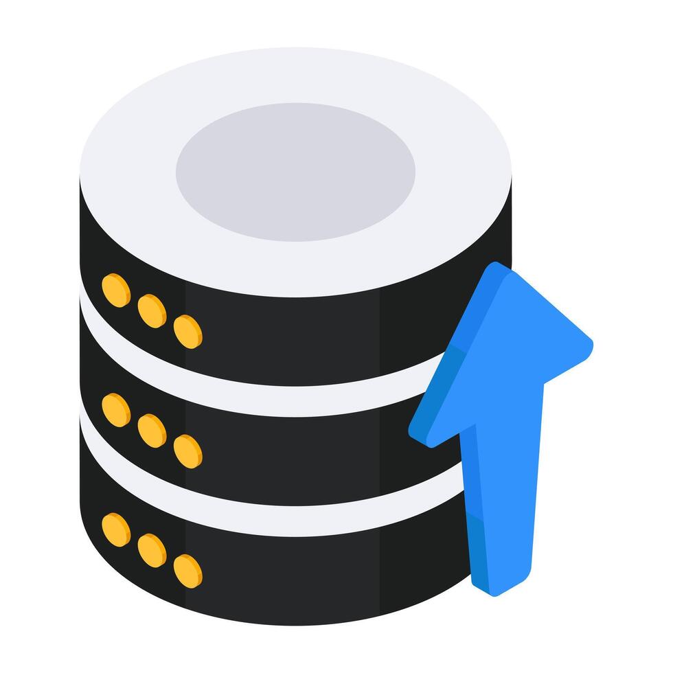 An isometric design icon of server upload vector