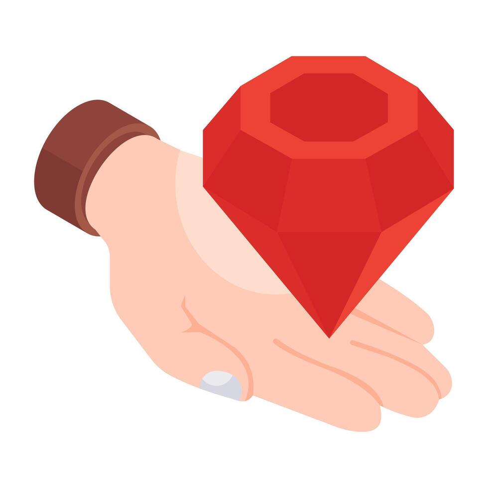 Diamond on hand showcasing premium service vector