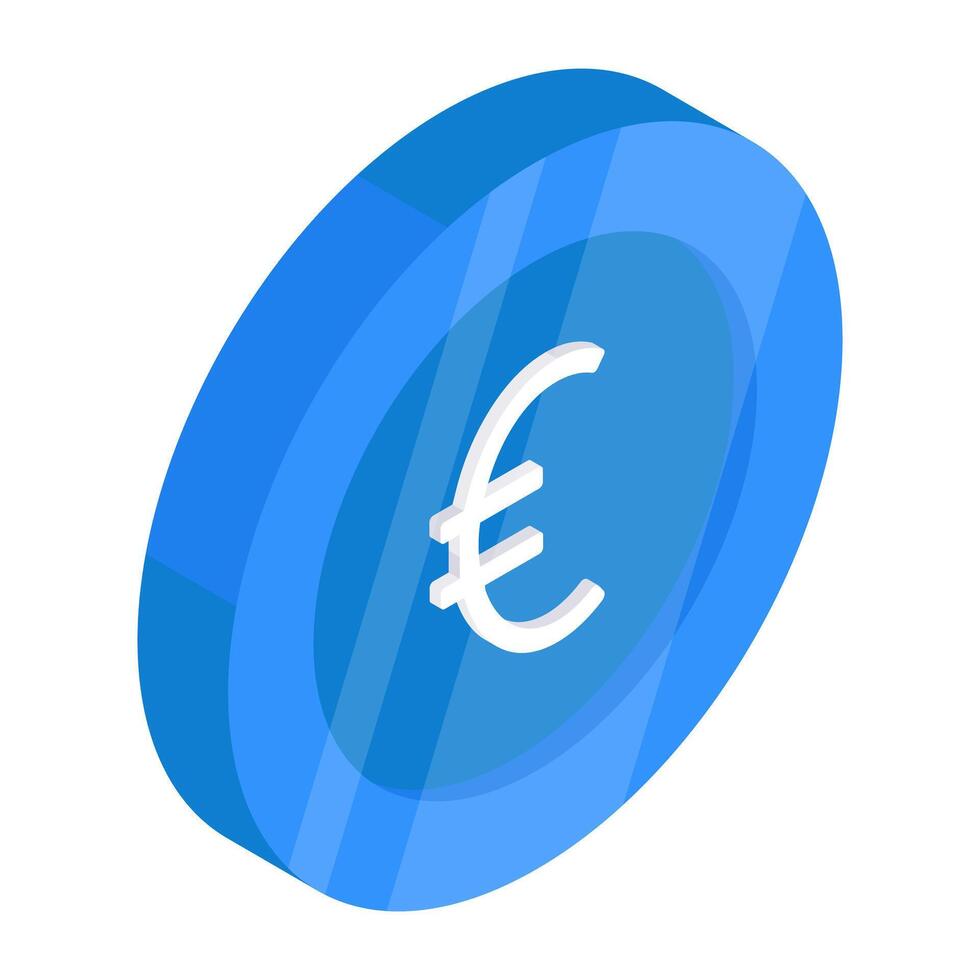 An editable design icon of euro coin vector