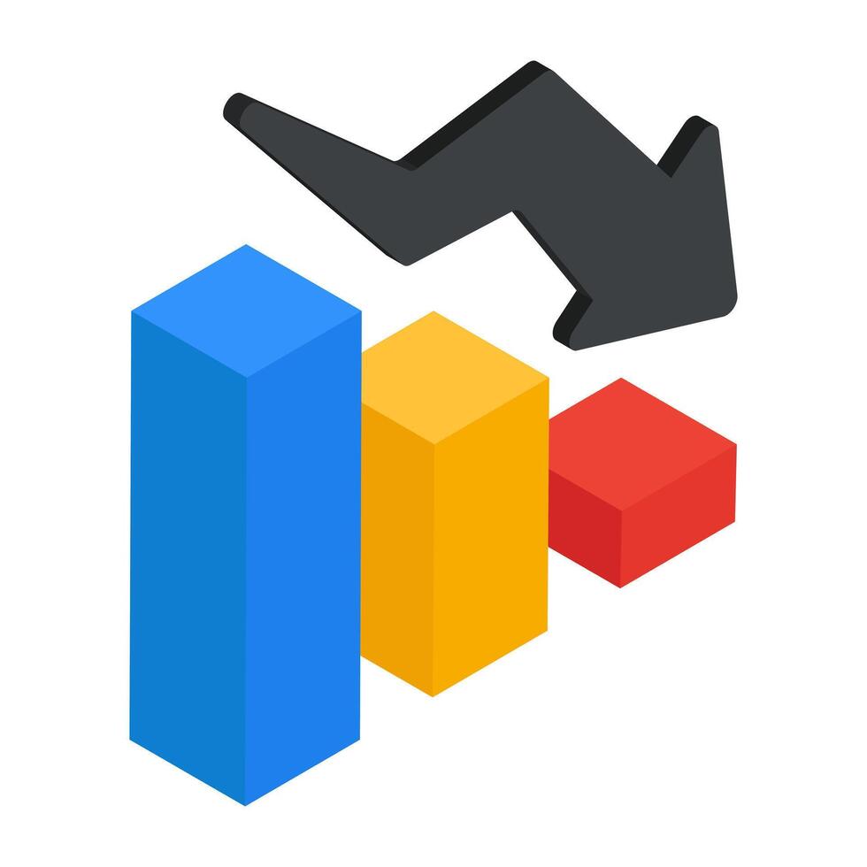 A flat design, icon of loss chart vector
