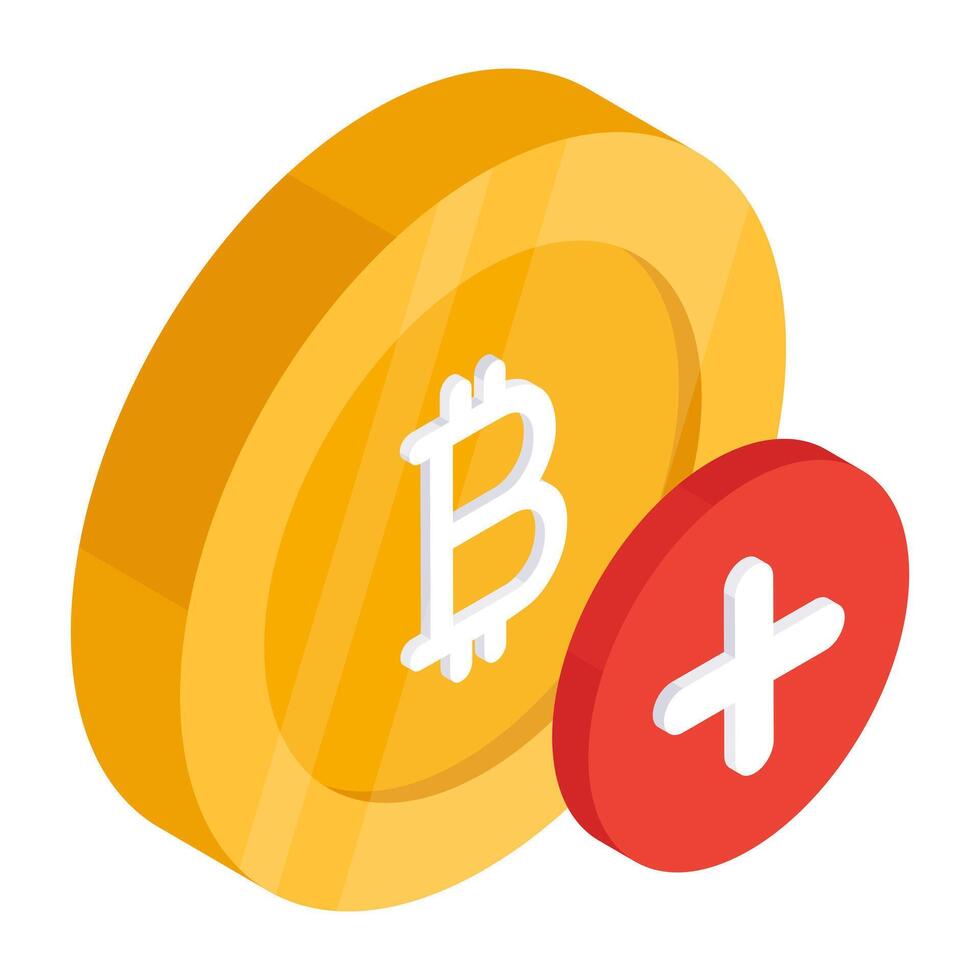 An icon design of add bitcoin vector
