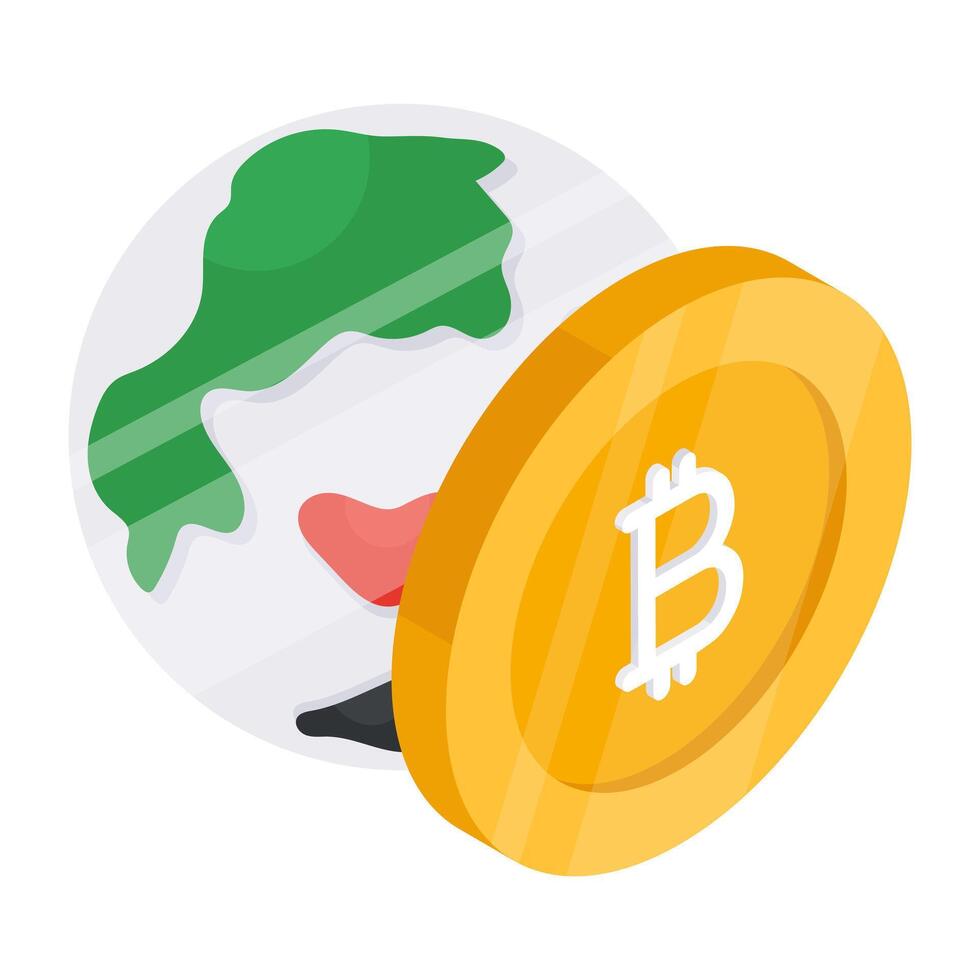 Premium download icon of global bitcoin vector