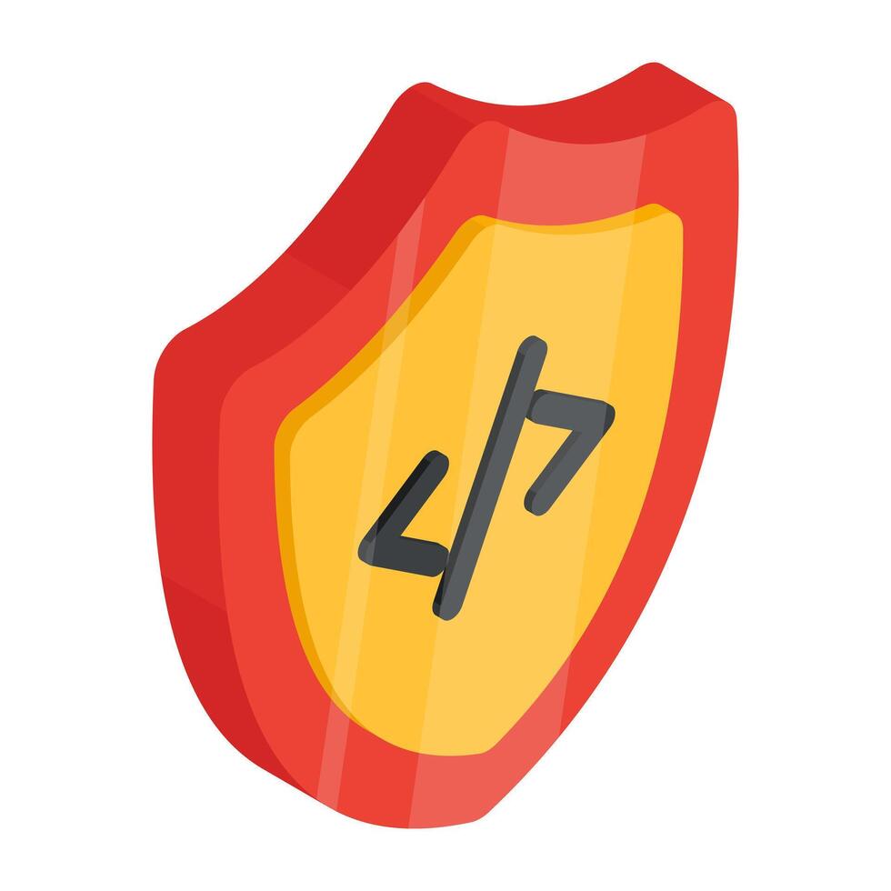 Conceptual flat isometric design icon of secure coding vector
