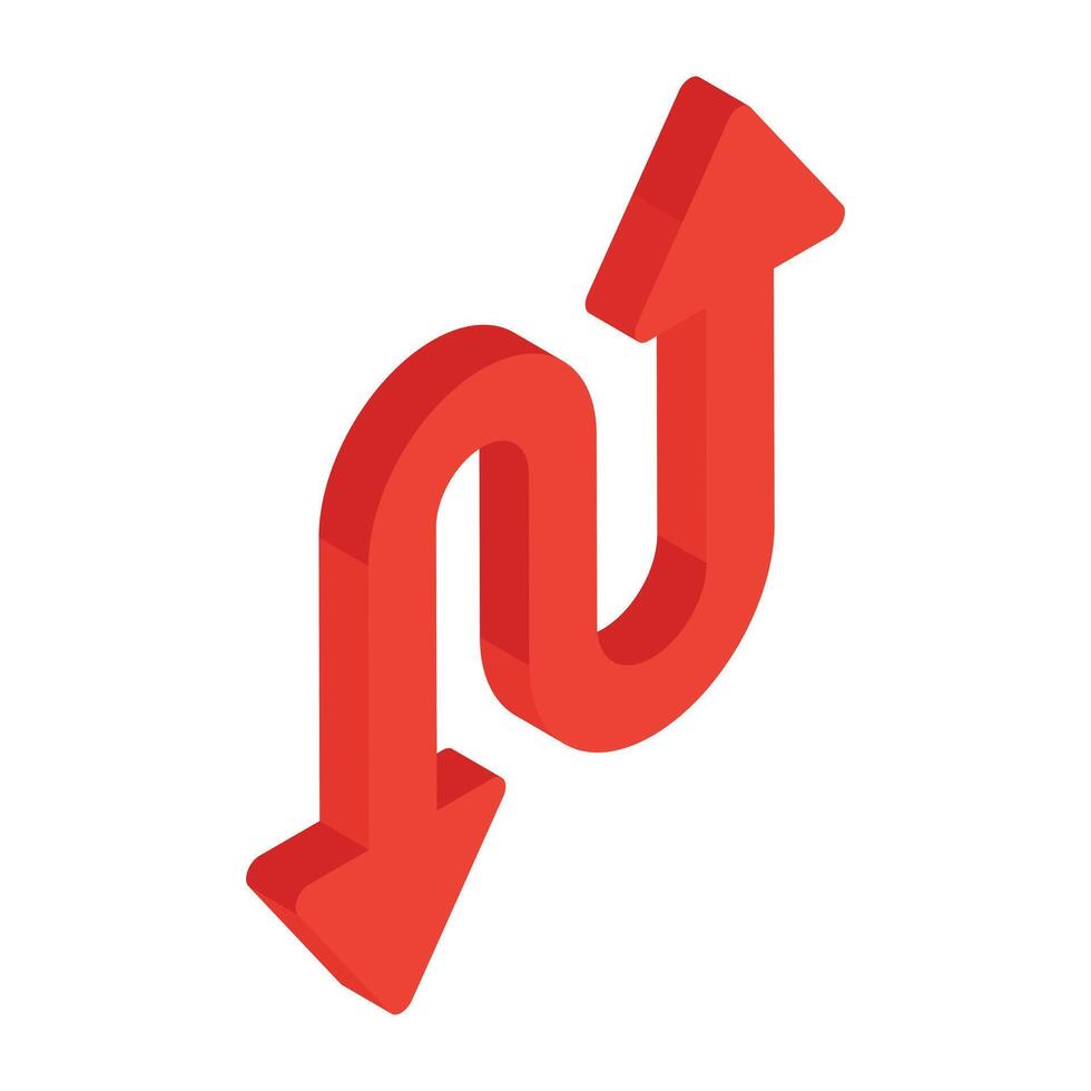 Editable flat isometric design of double Head arrows vector