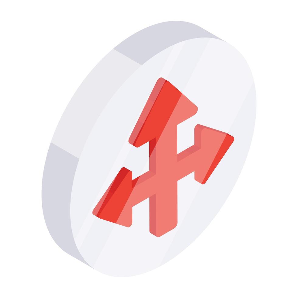 Editable design icon of triple direction arrows vector