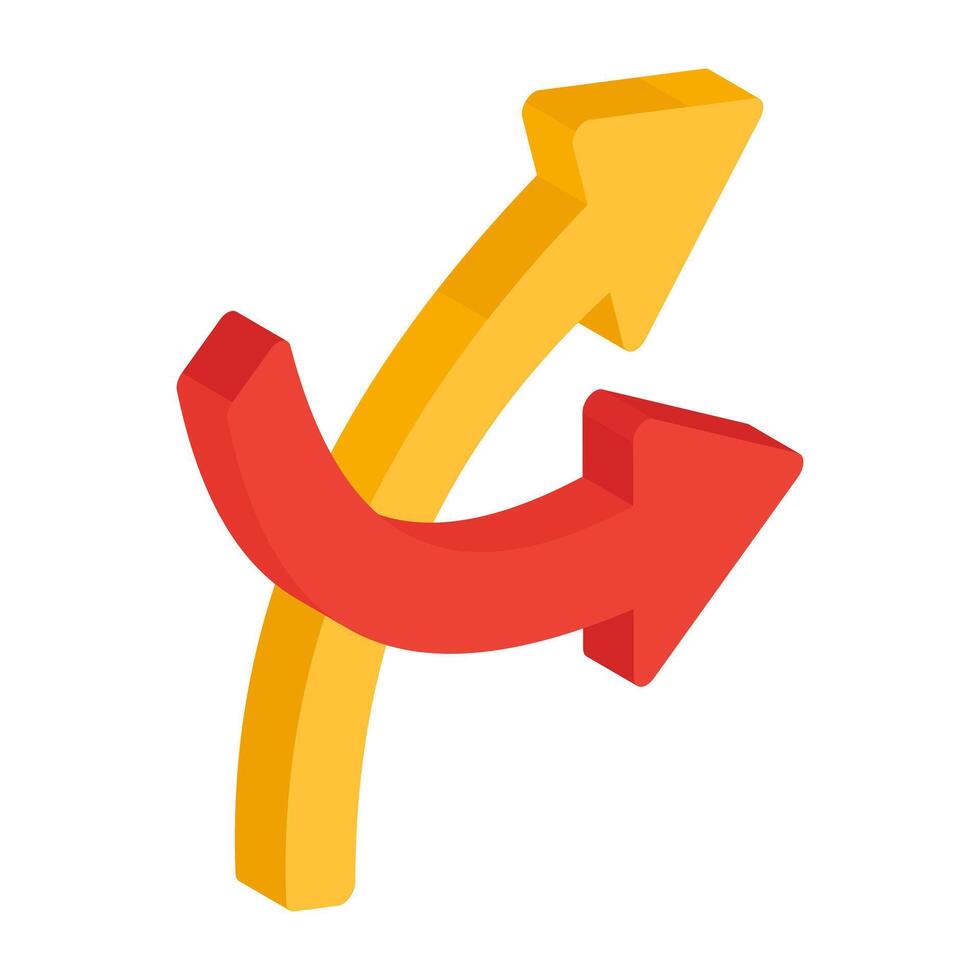 Editable flat isometric design of shuffle arrows vector